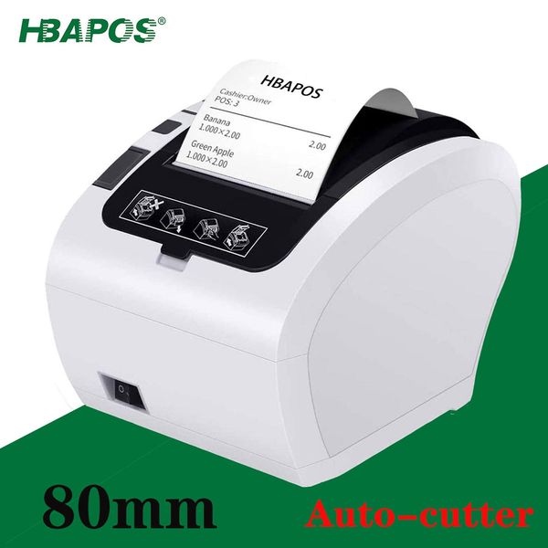 Imprimantes HBAPOS Thermal Imprimante 80mm AutoCutter Receipt Pos Printer USB Ethernet RS232 PORT POUR HOTER