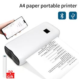 Imprimantes Ink Free Android iOS Mobile Bluetooth A4 Imprimante sans fil Portable Thermal Imprimante pour imprimer A4 Document Pdf Page Web Page Web