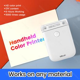 Printers Kongten mBrush inkjet kleur draagbare mobiele mini handheld printer wifi USB voor iOS Android tattoo printer toevoegen inktcartridge toevoegen