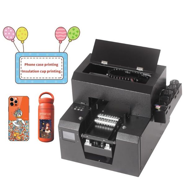 Impresoras Impresora de inyección de tinta UV LED Tamaño A4 Uso doméstico pequeño para botella/caja de teléfono móvil/disco U/impresión más ligera