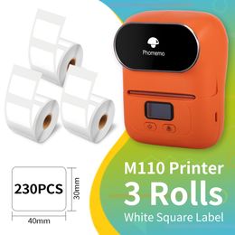 Printers M110 Thermische printer Portable Label Printer Phomemo M110 Mini Wireless Thermal Mobile Label Maker met 3 rollen lijmstickers