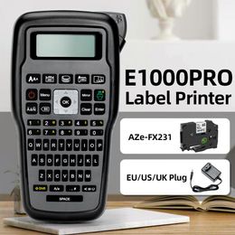 Printers Handmatige labelprinter met labe tape 12 mm compatibel voor broer draagbare label maker gelamineerde tape E1000Pro QWERTY -toetsenbord