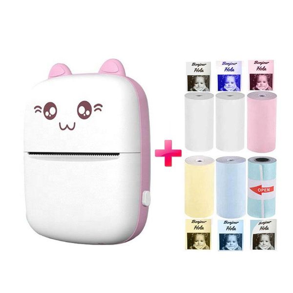 Imprimantes Mini Cat C9 Wireless Bluetooth Pocket Size Thermal Photo Photo Paper Imprimante pour 58 mm Étiquette d'impression Mémo Android iOS Téléphone