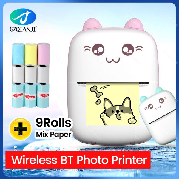Imprimantes mini imprimante de poche Bluetooth Thermal Photo Imprimante pour l'étiquette de téléphone mobile Imprimante pour enfants Couleur cadeau