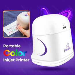 Imprimantes Mini Portable Ink Color Imprimante Handheld Imprimante à jet d'encre Machine d'impression pour toutes les surfaces Code de motif de bricolage Pékoko