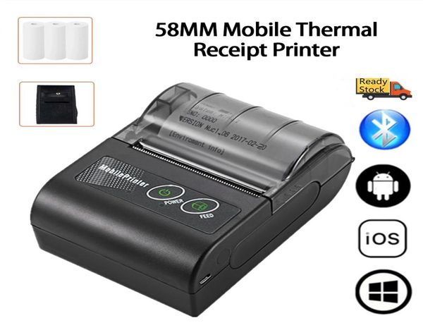 Imprimantes Mini imprimante Portable thermique sans fil reçu 58mm Bluetooth imprimante Mobile Machine pour les imprimantes de petites entreprises pour Comp4639459