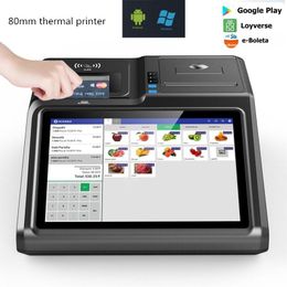 Printers Mini Supermarket Kleding Fruit Geneeskunde Convenience Store 10,1 inch Touchscreen Pos Kassier 80mm ontvangstprinter Scanner NFC