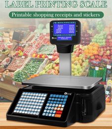 Printers Nieuwe 30kg TMA -serie Cash Register Scale Electronic Barcode Label Drukkenschalen voor Supermarkt