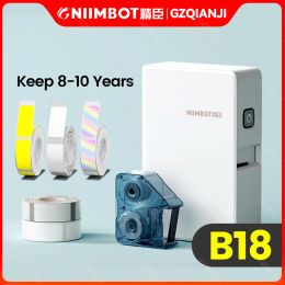 Impresoras * NUEVA * NIIMBOT D11 B18 Mini Etiqueta Transferencia de transferencia Impresora de etiqueta con papel de mascota de cinta de color blanco Mantenga 810 años de máquina