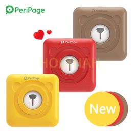 Imprimantes nouveaux péripage a6 mini portable thermal bluetooth photo imprimante rouge brun jaune pour iOS téléphone android ar photo cadeau d'anniversaire