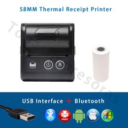 Printers Nieuwe draagbare mini 58 mm Bluetooth Wireless thermisch ontvangst Ticket Printer Mobiele telefoon Bill Machine Shop Printer Impressora Papel