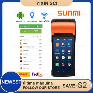 Imprimantes les plus récentes 2 + 16 Go Pos Terminal Sunmi V2 PDA Android Handheld Restaurant Shop Cash Registres Wireless Bill Machine 4G Sim Network