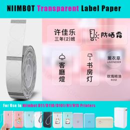 Imprimantes Niimbot 3 rouleaux papier d'étiquette transparent thermique D101 D11 D110 H1 H1S Étiquette étiquette imprimante Adhésif Round autocollant Papier imperméable