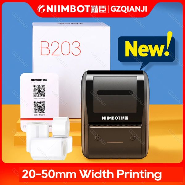 Imprimantes Niimbot B203 Étiquette imprimante 2050mm Bluetooth Thermal Label Maker Selfadhesive QR Code Barcode Sticker comme B21 moins cher que B1