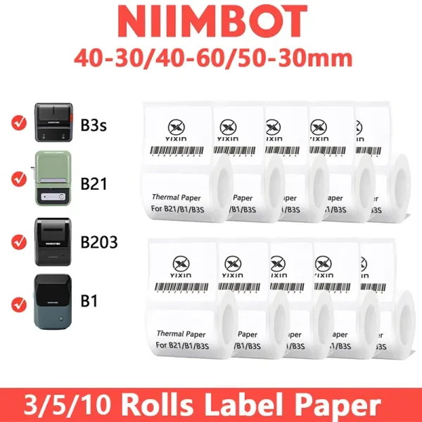 Impresoras Niimbot B21 B1 B3S Etiquetas térmicas Rollo de papel para mini impresora etiquetas de calcomanías autoadhesivas para mini impresora térmica portátil