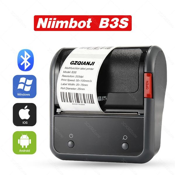 Imprimantes Niimbot B3S Bluetooth Label Imprimante Maker autocollant Portable Mini Thermal Imprimante Machine pour téléphone iOS Android Label Paper Roll