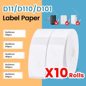 Impresoras Niimbot D101 D11 D110 Etiqueta Impresora térmica Etiqueta blanca Rollo impermeable 10 Rolls Papeles de pegatinas oficiales más baratos