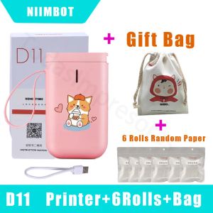 Impresoras Niimbot D11 Cute Dog Cat Mini Etiqueta inalámbrica Maker Diy D110 Pocket Termal Termal Impresora Pegatina de color Etiquetas Papeles de papel