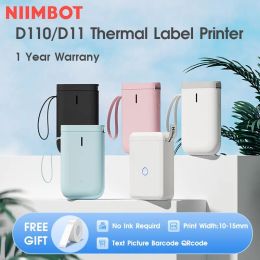 Printers Niimbot D11 D110 Portable Label Printer Wit Zwart roze groene 1215 mm Breedte Kabelmaker Tape Thermische sticker