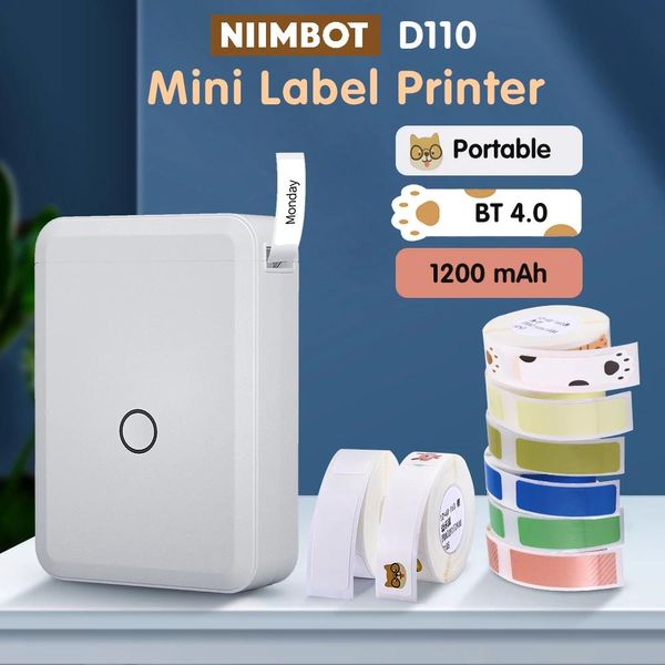 Imprimantes Niimbot D110 Maker Maker Mini Portable Machine Machine Étiquetage de l'imprimante d'autocollant pour téléphone sans fil Bluetooth Impression