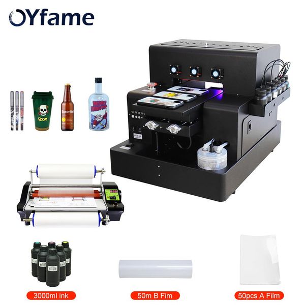 Impresoras Oyfame A4 UV DTF Impresora de transferencia UV Película AB Impresora A4 UV Flatbed Impresora para Silica Gel Taza Botella Trasnfer Estampado