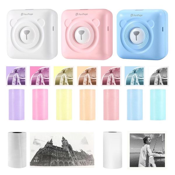 Imprimantes péripage 304 dpi poche photo bluetooth compatible imprimante thermique mini imprimante mobile imprimante de photo de 58 mm pour téléphone iOS Android