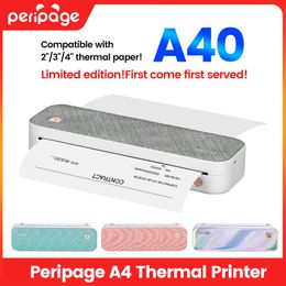 Printers peripage A4 Portable Printer Directe thermische mobiele printermaker Foto Bluetooth 300DPI Printing Printer WTH 1 Roll A4 -papier