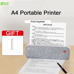 Printers peripage A40 A4 Printer Portable Photo Printer Directe thermische printer Mobiele printer Bluetooth Wireless Connection 203DPI 1Roll
