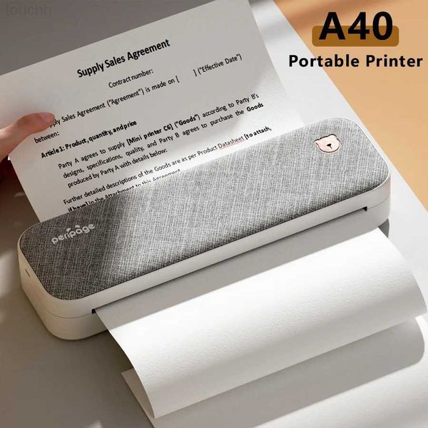 Imprimantes Peripage A40 Mini Portable A4 imprimante thermique Document Mobile sans fil Bluetooth papier Photo imprimante sans encre pour bureau école L230921