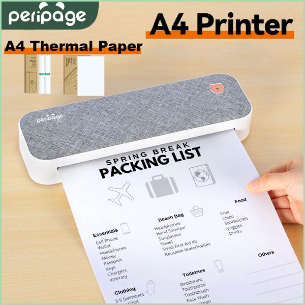 Impresoras Peripage A40 Impresora A4 Paper Portable Portable USB Bluetooth Wireless Transfer Termal Impresora para iOS Android System Impresión de impresión