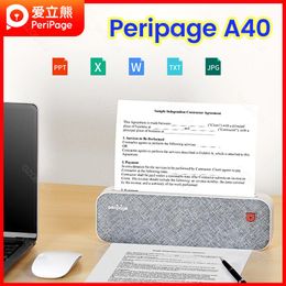 Primantes Peripage A40 Thermal Documents Imprimante Imprimantes Bluetooth Android sans fil pour le fichier PDF Page de contrat de page Web A4 Rouleau de papier