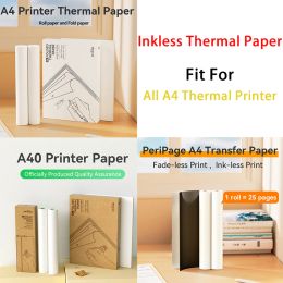 Printers peripage A40 Thermal Paper A4 Paper 500 Sheets Printer Paper 210x30mm 210x297mm Thermal Fax Machinepapier 1015 jaar Roll vouw