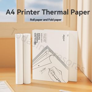 Imprimantes péripage mini A4 imprimantes sèches et de temps de temps de longue date papier thermique continu 100 feuilles de papier thermique plié Papel termico