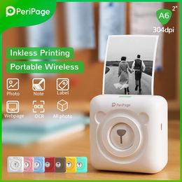 Impresoras Peripage Portable Bluetooth Bluetooth 304DPI Termal Photo Etiqueta mini impresora para Android iOS Mobile A6