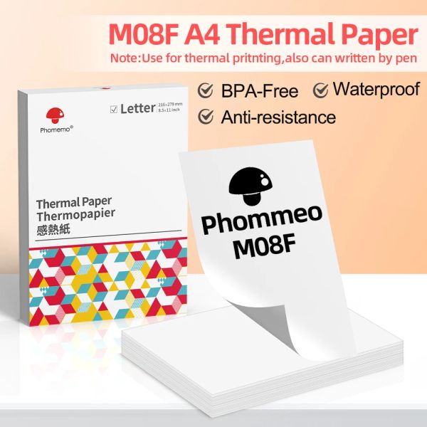 Imprimantes Phomemo A4 Paper Thermal Paper Imprimed Papier compatible pour Phomemo M08F et Brother PJ762 PJ763MFI A4 Thermal Paper Imprimante