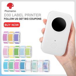 Imprimantes Phomemo D30 Thermal Label Imprimante Porteable Maker Sticker Sticker Wireless Bluethooth Imprimante Mini Machine d'étiquetage de code-barres