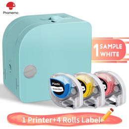 Impresoras fabricante de etiqueta Phomemo P12 Compatible para cintas de etiqueta Dymo Letratag 91201 91331 Impresora sin tinta inalámbrica para etiquetas de plástico/papel