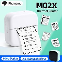 Impresoras Phomemo M02X Mirro Design Mini Etiqueta Térmica Impresora de 57 mm Impresión inalámbrica Bluetooth Impresora de bolsillo de bolsillo móvil