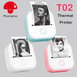Imprimantes phomemo t02 mini imprimante portable imprimement thermique 53 mm autocollant sans fil sans pace imprimante auto-adadhésive imprimante