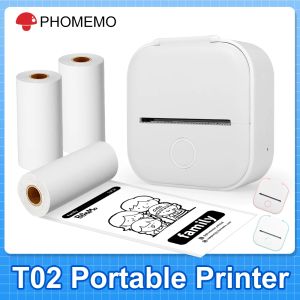 Printers Phomemo T02 Mini Portable Printer Label Printer 53mm Pocket Thermal Printer Labeler BT Wireless Connect voor DIY -fotoprinting