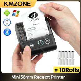 Printers Pocket 58mm Thermal Printer Mini Bluetooth Receipt Printer Draadloze mobiele factuurticketmachine voor kleine bedrijven Impresora