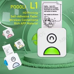 Imprimantes poooli l1 Portable Mini Thermal Imprimante 203dpi 53 mm Autocollants d'impression sans fil Mini Pocket Selfadhesive Label Imprimante