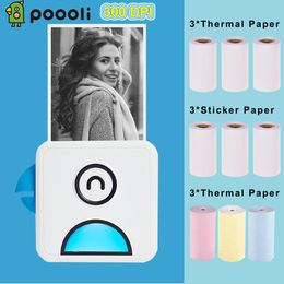 Imprimantes POOOLI L2 Label Imprimante 300dpi Pocket Thermal Photo Imprimante BT Wireless Receipt Label Sticker Maker pour Android iOS Smartphone