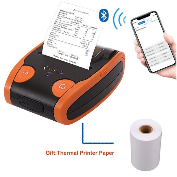 Imprimantes portables mini 58 mm Bluetooth Wireless Thermal Sticker Receipt Ticket Imprimante pour POS Bill Machine Machine Shop Imprimante pour magasin