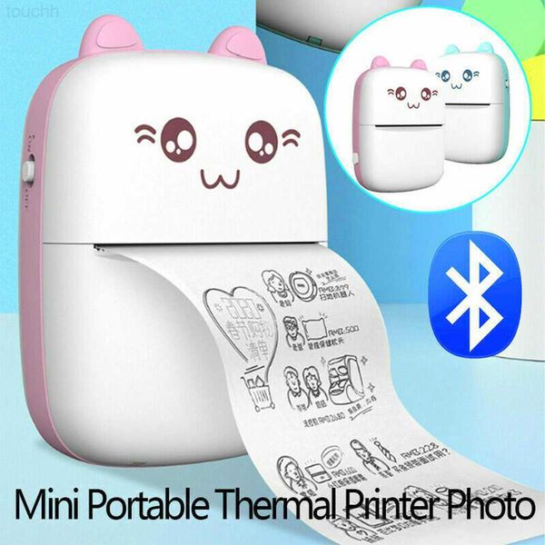 Impresoras Mini impresora de etiquetas portátil 57 mm Etiqueta inalámbrica Bluetooth Adhesivo Papel de impresión Foto Cat Impresora térmica para iOS / Android L230923