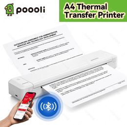 Impresoras Pooli Poooli A4 Paper Impresora Direct Thermal Transfer Foto Impresoras Máquina Bluetooth Conexión inalámbrica 300DPI