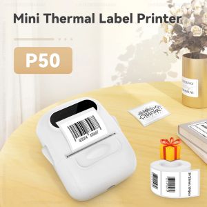 Imprimantes imprimante d'étiquette thermique portable p50 fabricant d'étiquettes sans encre Bluetooth avec bande à étiquette auto-adadhésive P50 Utilisation du bureau à domicile rapide