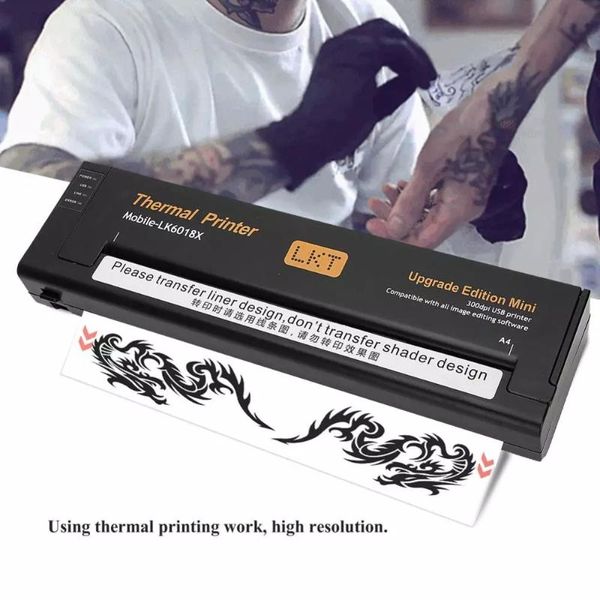 Impresoras Puerto USB profesional Mini tatuaje copiadora térmica máquina impresora dibujo plantilla transferencia # R30