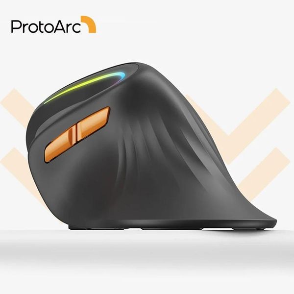 Impresoras Protoarc EM11 Bluetooth Wireless Vertical Mouse Recargable RGB Ratio retroiluminado para Windows Android