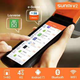Imprimantes Sunmi V2 / V2PRO Smart Handheld Pos Terminal 4G NFC Mobile Android 58 mm Imprimante thermique POINT DE VENTE SYSTÈME SYSTÈME IMPRIDANCE